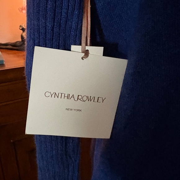Cynthia Rowley Two-Ply Cashmere Hoodie – Marine Blue – NWT – Size L – Tunic - Picture 4 of 4